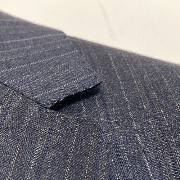 Z Zegna Suit Mens 38R 34 x 30 Gray Blue Pinstripe Wool 2 Piece Blazer Pants - Picture 5 of 16